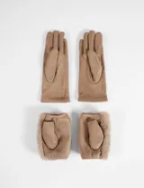 Guantes de símil gamuza color negro con mitón de pelo sintético desmontable, permitiendo dos formas de uso.