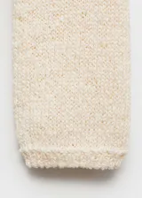 Jersey de punto de crochet con cuello redondo y manga larga, de diseño básico y textura ligera.