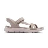 Sandalias deportivas Skechers Hands Free Slip-ins Go Walk Flex Illuminate color beige, con tiras de malla jaspeada y correa ajustable en el empeine. Cuentan con tecnología Heel Pillow, plantilla anatómica Goga Mat y amortiguación Ultra Go.