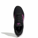 Championes de running Adidas Response Runner 2 para mujer, con diseño en color negro y detalles en fucsia. Presentan una capellada de malla transpirable, las icónicas tres tiras laterales en contraste y una entresuela blanca amortiguada.