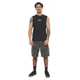 Musculosa Quiksilver Quik Globe de color negro, confeccionada en algodón, con cuello redondo y diseño sin mangas. Presenta un pequeño logo estampado en el centro del pecho.