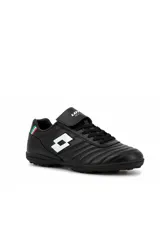 Championes de fútbol 5 Lotto Bologna TF para hombre, color negro con el logotipo de la marca en blanco en el lateral y detalles de la bandera italiana en el talón.