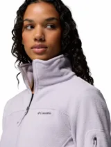 Campera de polar Columbia modelo Fast Trek II, color lila, con cierre frontal completo, cuello alto y bolsillos laterales con cierre.