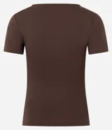Blusa Cortelle de poliamida color blanco, de corte regular, manga corta y escote bote.