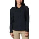 Camisa de manga larga Columbia modelo Silver Ridge Utility, color negro, con bolsillos en el pecho y cierre frontal con botones.