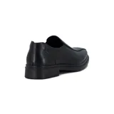 Zapato de vestir negro, sin cordones, con elástico en los laterales y suela de goma.