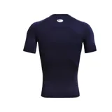 Remera deportiva de compresión Under Armour Heatgear Armour, color blanco, de manga corta y cuello redondo con logo de la marca impreso en el pecho.