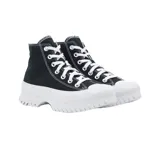 Championes Converse Chuck Taylor All Star Lugged, color negro con suela blanca de goma con plataforma y diseño dentado.