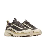 Championes de trekking Merrell modelo Moab Speed 2 Sport, con diseño técnico en tonos tierra, verde oliva y beige. Presentan una construcción robusta con suela Vibram TC5+ de alta tracción, entresuela de espuma FloatPro y tecnología FlexPlate para mayor estabilidad y flexibilidad.
