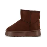 Pantubota de gamuza color marrón, de caña baja con interior afelpado y suela plataforma.