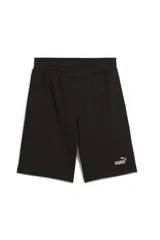 Bermuda Puma Ess Logo de felpa color celeste con cintura elástica y logo bordado en la pierna izquierda.