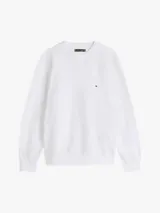 Buzo de cuello redondo Tommy Hilfiger, confeccionado en tejido de felpa suave, con logo de la marca bordado en el pecho y detalle de costura triangular en el cuello.