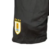 Short de fútbol Nike Dri-FIT titular de la selección uruguaya, color negro, con escudo de la AUF bordado con cuatro estrellas y logo Nike Swoosh en blanco.