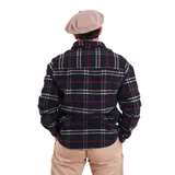 Camisa de manga larga con estampado de tartán en tonos azul marino, rojo y blanco. Confeccionada en 100% lana, con cuello abotonado y puños con botón. Corte clásico.