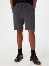 Bermuda básica masculina de color gris oscuro, con cintura elástica y cordón ajustable.