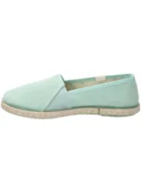 Alpargata slip on de algodón orgánico color celeste menta, con suela de yute trenzado y goma.