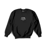 Buzo de algodón color negro con cuello redondo, mangas largas y puños acanalados. Presenta un estampado pequeño en el centro del pecho con el logo de la marca y la inscripción 'EST. 2009'.