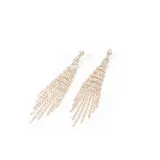 Aros colgantes dorados con forma de cascada de strass brillantes.