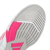 Championes deportivos Adidas modelo Amplimove W, color blanco con detalles en fucsia. Presentan una estructura de malla transpirable, cordones frontales y suela con diseño ergonómico para mayor estabilidad.
