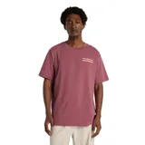 Remera de algodón de corte holgado, color bordó, con cuello redondo y estampado gráfico pequeño en el pecho con la frase 'The Intelligent Choice'.
