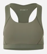 Top deportivo Get Over de diseño nadador, color verde militar, confeccionado en poliamida con textura acanalada y escote redondo.