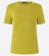 Blusa básica color mostaza, con escote redondo y manga corta.