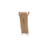 Pantalón de corduroy color marrón claro, de corte recto estilo cargo con bolsillos utilitarios y presillas laterales.
