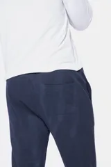 Pantalón deportivo azul marino de felpa de algodón con corte recto.