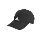 Gorra de béisbol Adidas unisex, color negro con logo de la marca bordado en blanco en el frente y borde de la visera en blanco. Confeccionada con tecnología Aeroready y forro de malla transpirable.
