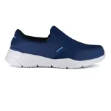Championes deportivos Skechers Relaxed Fit Equalizer 4.0, color azul marino, sin cordones, con capellada de malla y superposiciones sintéticas. Cuenta con plantilla Air Cooled Memory Foam y media suela Burst con absorción de impactos.