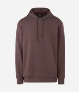Buzo de pijama con capucha ajustable y cordones, confeccionado en tejido de modal con acabado suave. Presenta mangas largas, puños y ruedo acanalados, ofreciendo un calce holgado y confortable.