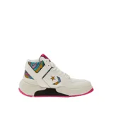 Championes de caña alta Converse Weapon CX, color blanco con detalles estampados en turquesa, amarillo y fucsia.