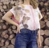 Blusa manga dolman, color salmón, con espalda entera y botones de madera.