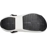 Zuecos de trabajo Crocs Bistro Pro LiteRide, color blanco, con puntera cerrada y reforzada, y banda antideslizante Crocs Lock™. Cuentan con correa trasera ajustable de color negro.