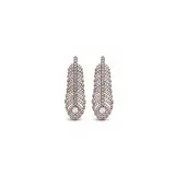 Aros colgantes en forma de pluma, confeccionados en acero con engaste de zirconias brillantes.