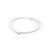 Pulsera de plata con doble cadena y dije de corazón.