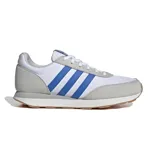 Zapatillas Adidas Run 60S 3.0, de estilo deportivo con diseño inspirado en el calzado de running. Parte superior textil blanca con detalles en gris y azul. Suela de goma color caramelo.