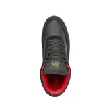 Zapatillas de skate éS Stylus Mid, color negro con detalles en rojo y logo dorado.