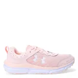 Championes de running Under Armour Charged Assert 10, color negro con logo lateral en blanco y suela con tecnología Charged Cushioning en color blanco.