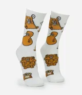 Medias de caña larga color blanco con estampado integral del personaje Jerry de Tom y Jerry.