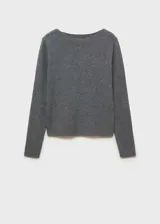 Jersey de punto fino con textura acanalada, cuello barco y diseño de corte recto con mangas largas.