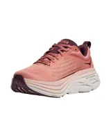 Championes Hoka Bondi 8 color rosa con detalles en marrón.