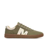 Zapatillas Merrell modelo Cygnet Canvas, color verde militar con una gran letra "M" blanca en el lateral y suela de goma marrón.