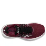 Championes de running Saucony Triumph 20 para mujer, color bordó con detalles en plateado y suela blanca.