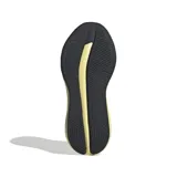 Championes Adidas Galaxy 6 de dama, color gris claro con detalles en lila y amarillo. Poseen las tres tiras características de la marca en color lila y suela gruesa de goma con tecnología Cloudfoam.