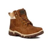 Bota acordonada color marrón claro, con caña de altura media y suela de goma.