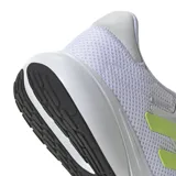 Championes de running Adidas modelo Response Runner, color blanco con detalles en amarillo neón. Presentan una estructura de malla transpirable, cierre con cordones y mediasuela de EVA para mayor amortiguación.