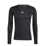Remera deportiva Adidas Techfit de hombre, color negro, de manga larga y corte ajustado.
