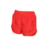 Short deportivo Nike Dri-FIT Icon Clash Tempo para mujer, color rojo con estampado a cuadrillé y logo negro.