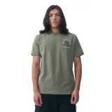 Remera verde militar de manga corta con cuello redondo y estampado en el pecho con el logo de Quiksilver.